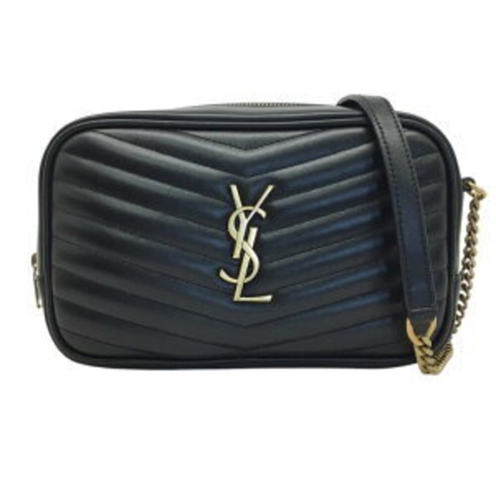 SAINT LAURENT Chain Shoulder Bag Black Leather at